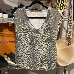 Embellished Leopard Print Top by Ces Femme
